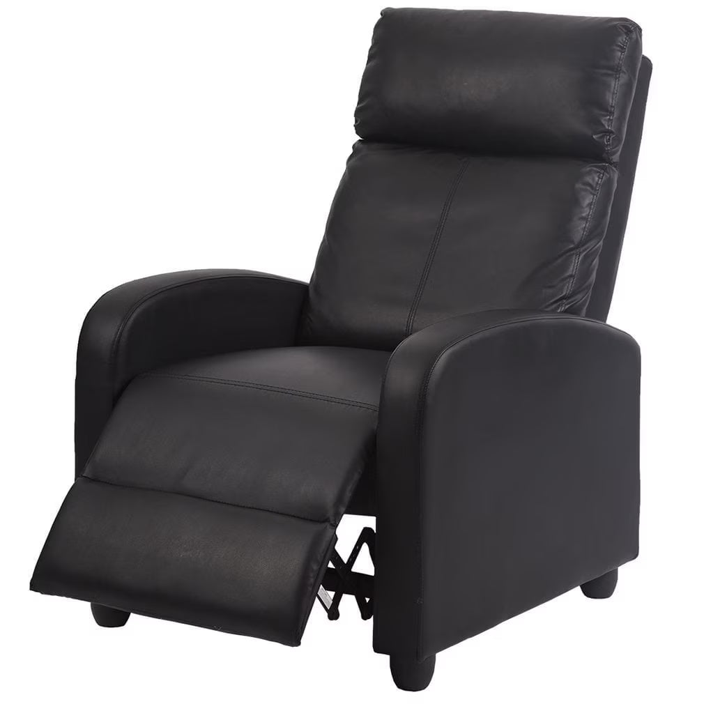 Recliner Chair for Living Room Furniture Home Theater Seating Glider Chairs Modern Wingback Single Sofa PU Leather with Footrest (Tan)