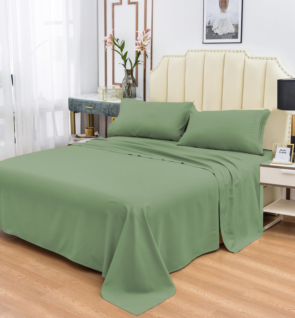 Rayon Bamboo Sheets Set King Sage Green Sheets Deep Pocket 4 Piece
